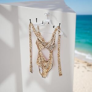 1 Aerie One piece swimsuit wrap tye animal print size small long